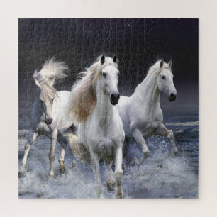 Horses running throw pillow jigsaw puzzle