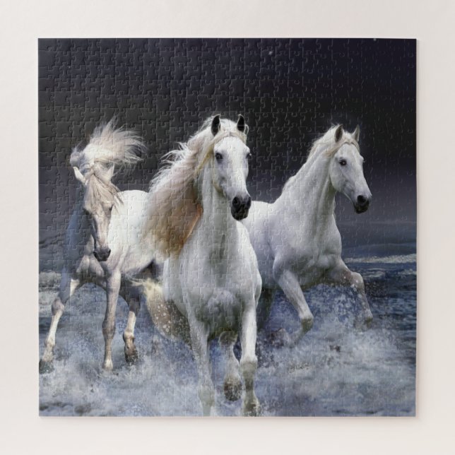 Horses running  throw pillow jigsaw puzzle (Vertical)