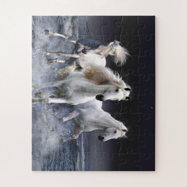 Horses running  throw pillow jigsaw puzzle (Vertical)