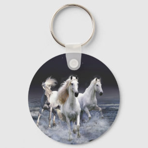 Horses running throw pillow key ring