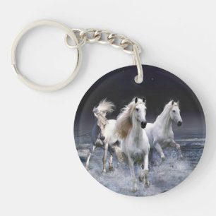 Horses running throw pillow key ring