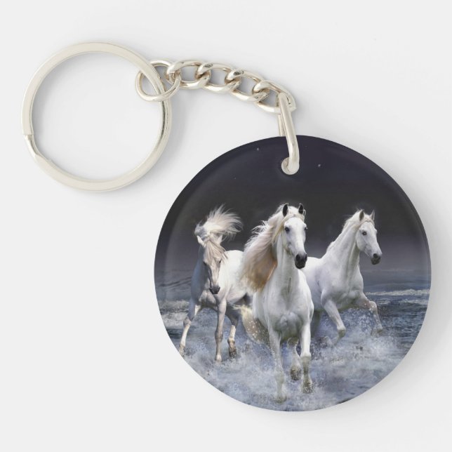 Horses running  throw pillow key ring (Front)