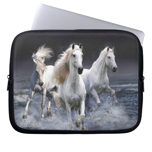Horses running  throw pillow laptop sleeve (Front)