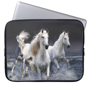 Horses running throw pillow laptop sleeve
