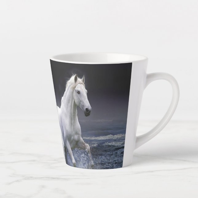 Horses running  throw pillow latte mug (Right)