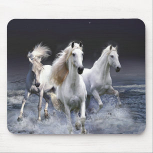 Horses running throw pillow mouse pad