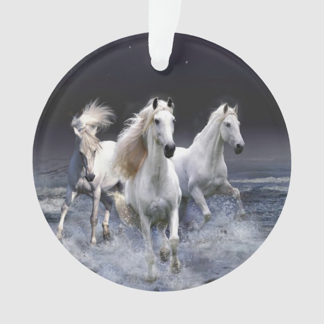 Horses running  throw pillow ornament (Front)