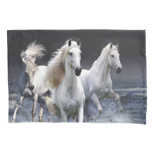 Horses running  throw pillow pillowcase (Front)