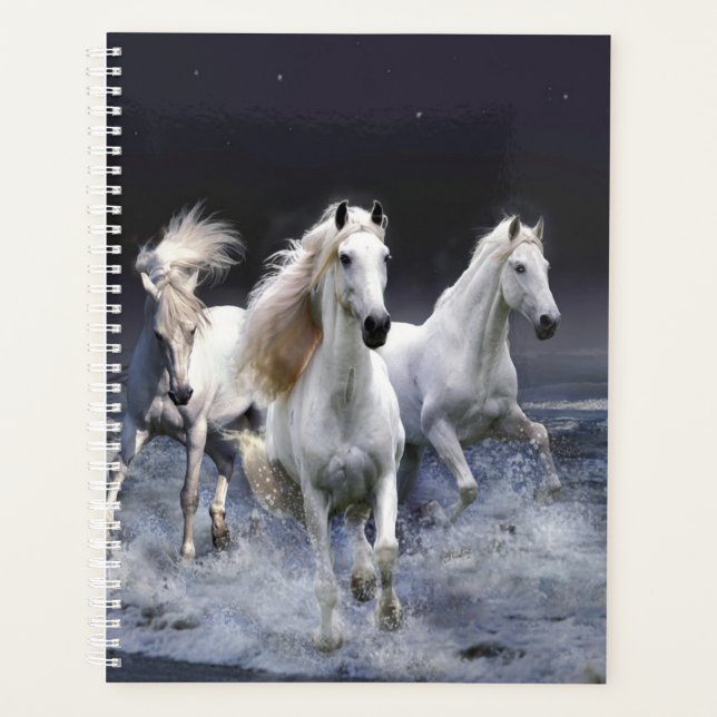 Horses running  throw pillow planner (Front)