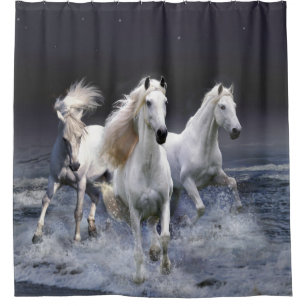 Horses running  throw pillow shower curtain