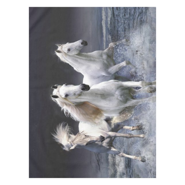 Horses running  throw pillow tablecloth (Front)