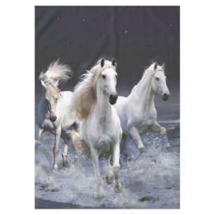 Horses running throw pillow tablecloth