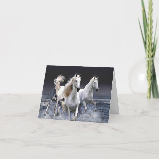 Horses running  throw pillow thank you card (Front)