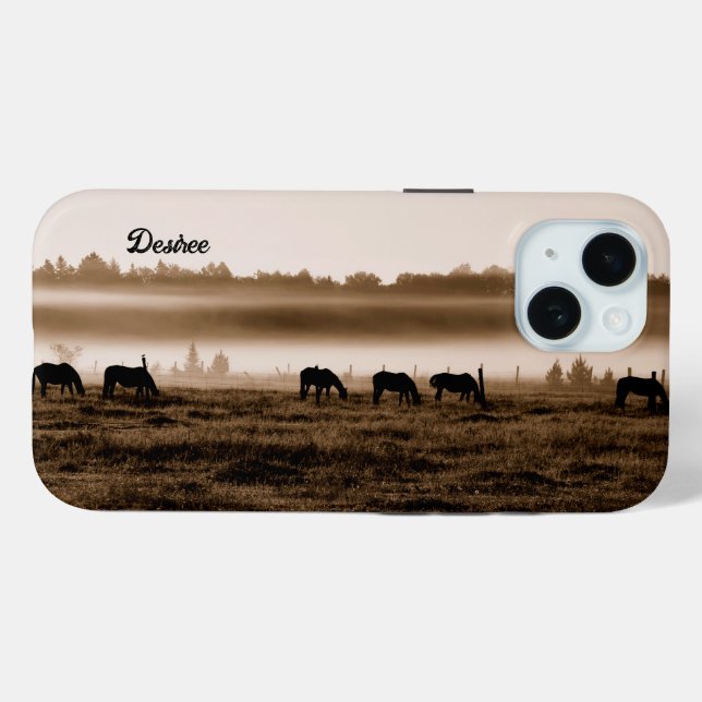 Horses Rustic Vintage Sepia Texture Case-Mate iPhone Case (Back (Horizontal))