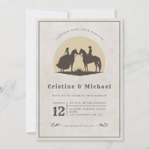 horses silhouette Cowboy wedding Invitation