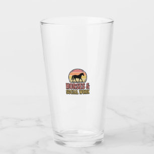 Horses & Social Work Retro Sunset Vector Design_1 Glass
