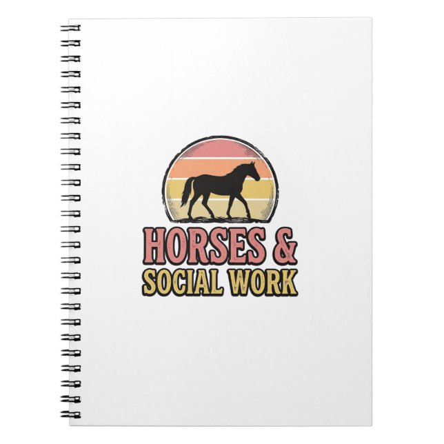 Horses & Social Work Retro Sunset Vector Design_1 Notebook (Front)