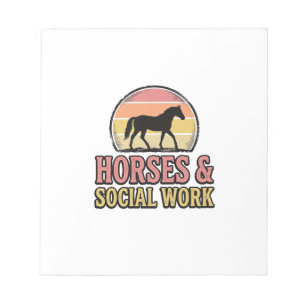 Horses & Social Work Retro Sunset Vector Design_1 Notepad
