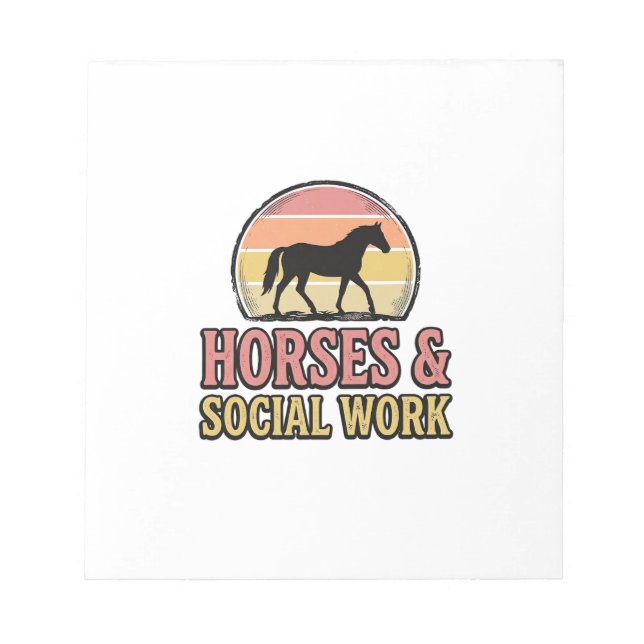 Horses & Social Work Retro Sunset Vector Design_1 Notepad (Front)