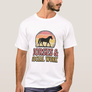 Horses & Social Work Retro Sunset Vector Design_1 T-Shirt