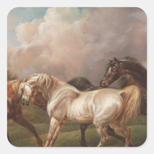  Horses  Square Sticker (Front)
