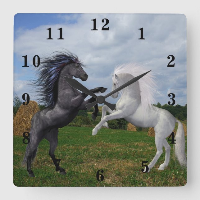 Horses Square Wall Clock (Front)