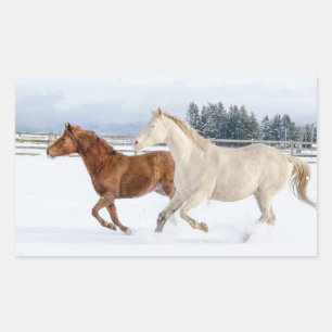 HORSES TOGETHER RECTANGULAR STICKER