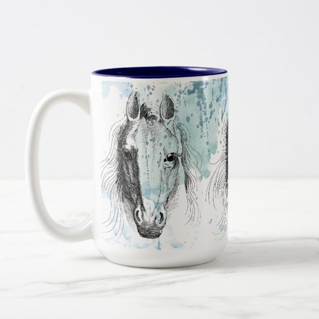Horses Two-Tone Coffee Mug (Left)