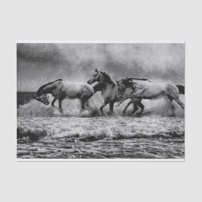 Horses Vintage Grunge Painting Decoupage Tissue Paper (Front)