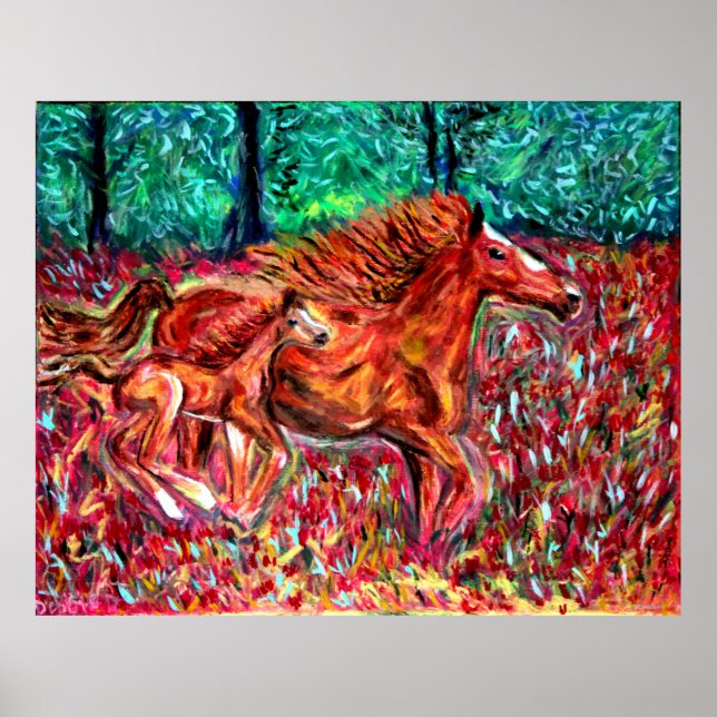 Horses Wild Posters Art by Debbie Davidsohn Gifts (Front)