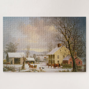 Horses   Winter in the Country   George Durrie  Jigsaw Puzzle
