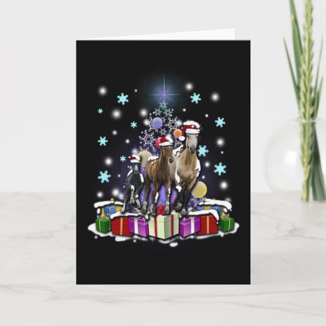 Horses with Christmas Styles Holiday Card (Front)