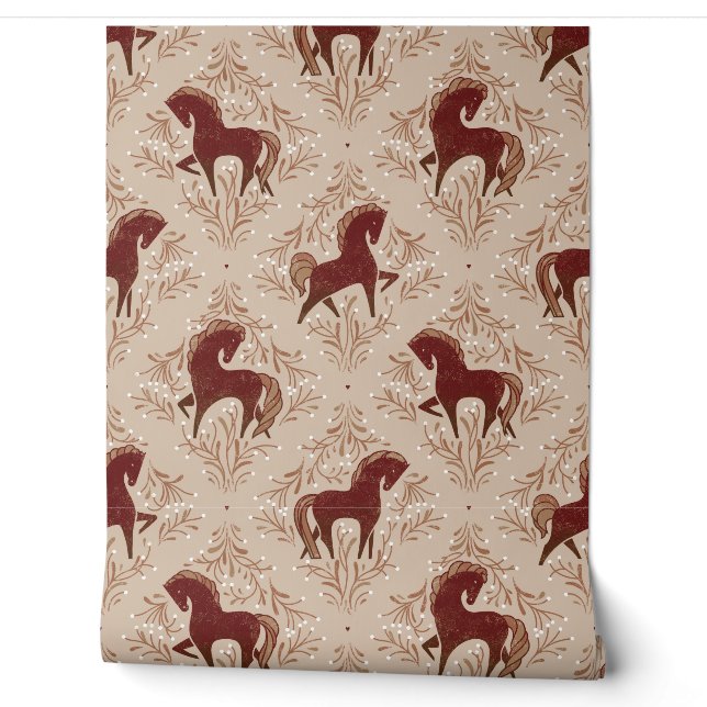Horses with floral elements wallpaper (Unrolling)
