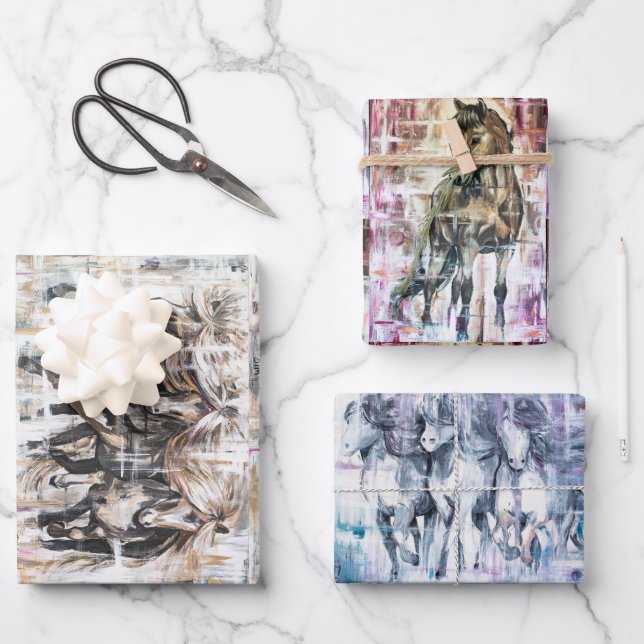horses wrapping paper sheet (Front)