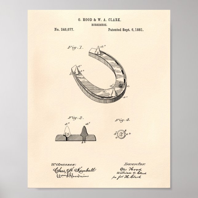 Horseshoe 1881 Patent Art Old Peper Poster (Front)