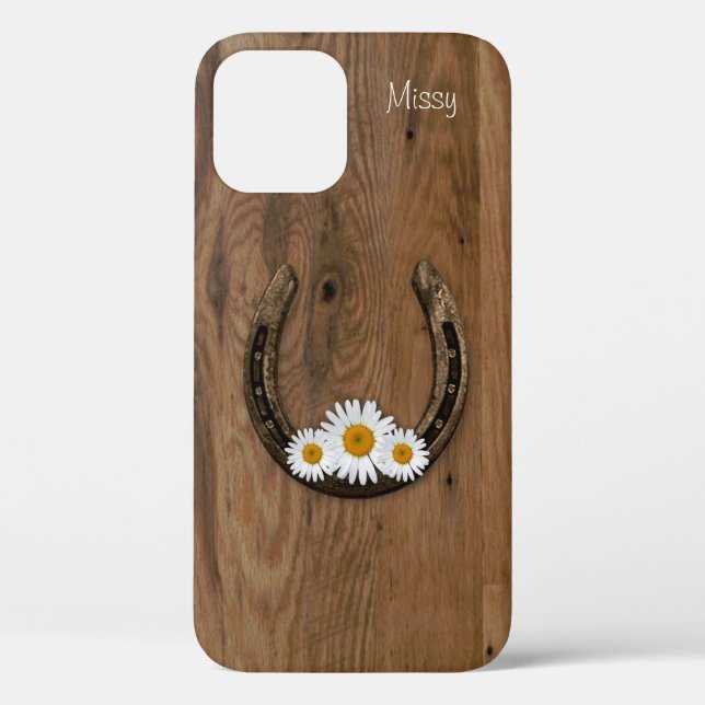 Horseshoe and Daisies iPhone 12 Case (Back)