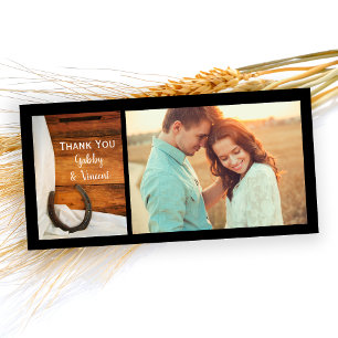 Horseshoe and Satin Country Barn Wedding Thank You Card