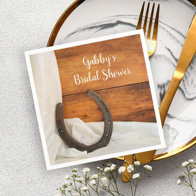 Horseshoe and Satin Country Western Bridal Shower Napkin (Creator Uploaded)