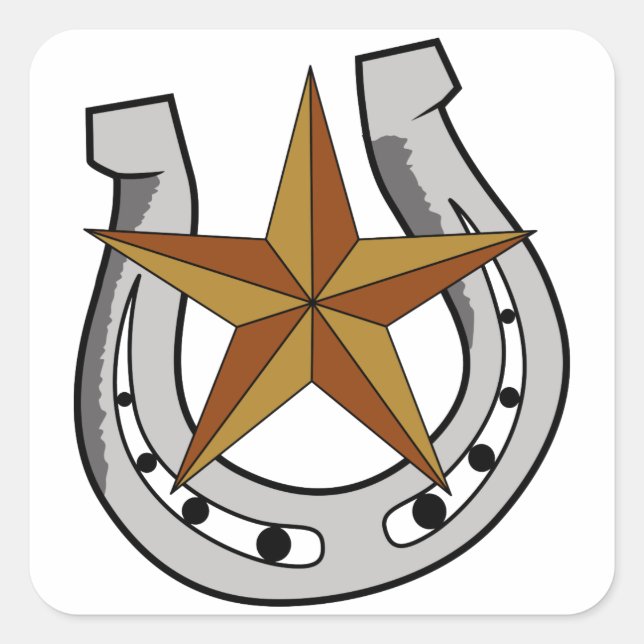 Horseshoe and Star Square Sticker (Front)