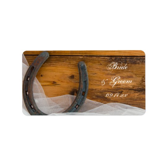 Horseshoe and Veil Country Barn Wedding Favour Tag Address Label