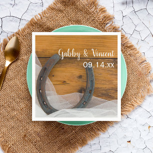Horseshoe and Veil Country Western Wedding Napkin