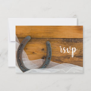 Horseshoe and Veil Western Barn Wedding RSVP Card