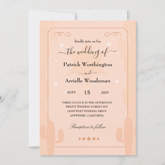 Horseshoe back western wedding invitations (Front)