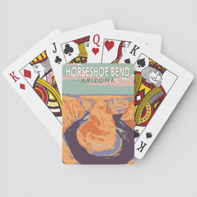 Horseshoe Bend Travel Art Vintage Playing Cards (Back)