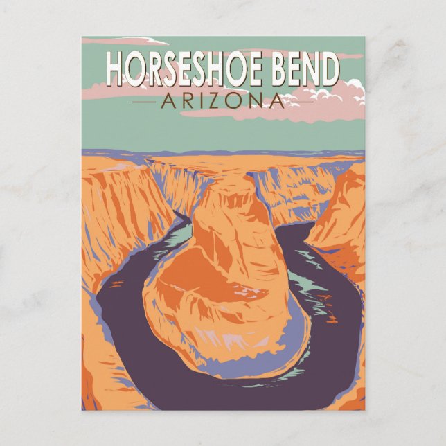 Horseshoe Bend Travel Art Vintage Postcard (Front)