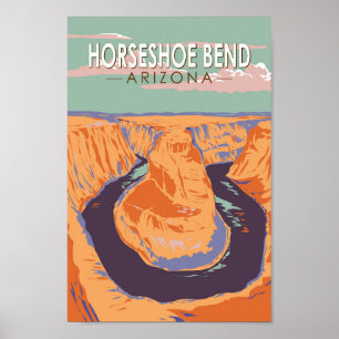 Horseshoe Bend Travel Art Vintage Poster