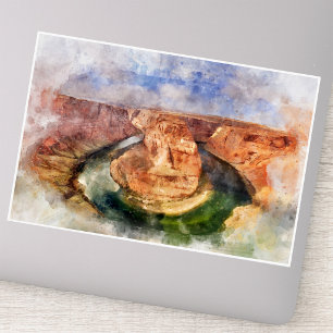 Horseshoe Bend Watercolor Grand Canyon Landscape
