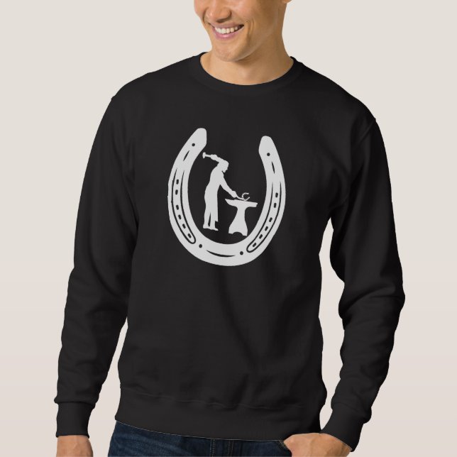 Horseshoe-Blacksmith Farrier tools Horseshoe Horse Sweatshirt (Front)