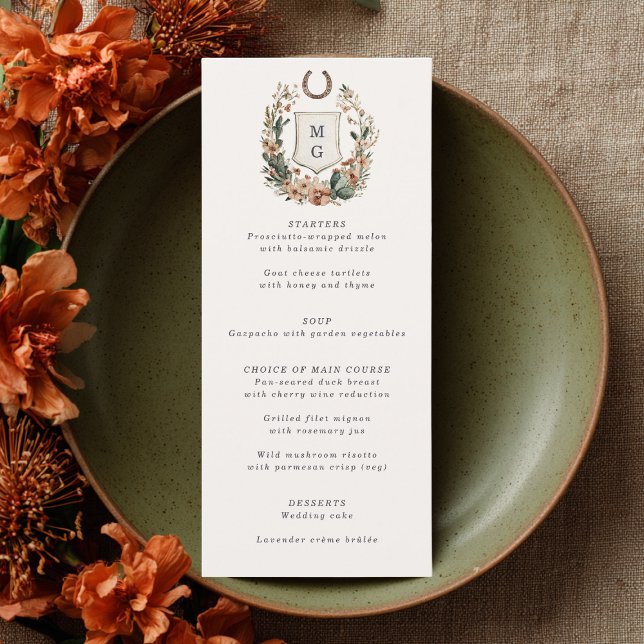 Horseshoe Cactus Western Country Crest Wedding  Menu (Creator Uploaded)