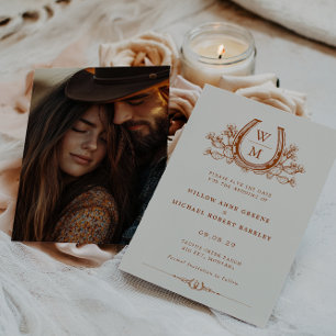 Horseshoe Cactus Western Photo Save the Date Invitation
